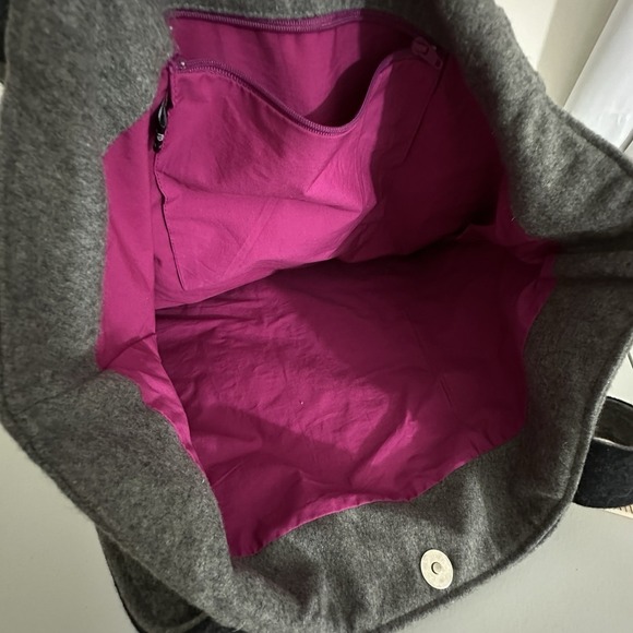 Boho Hippie Teacher Gray Flannel Floral Cut Applique Tote Bag Double Strap‎ - Picture 13 of 13